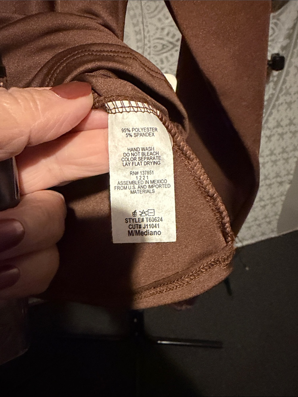 NWT Gaze Brown Square Neck Long Sleeve Top Size M Ptp 15 - Picture 4 of 6